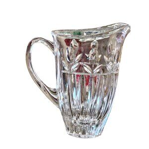 Block Crystal Tulip Garden Floral Cut Crystal Glass Pitcher Handle & Spout